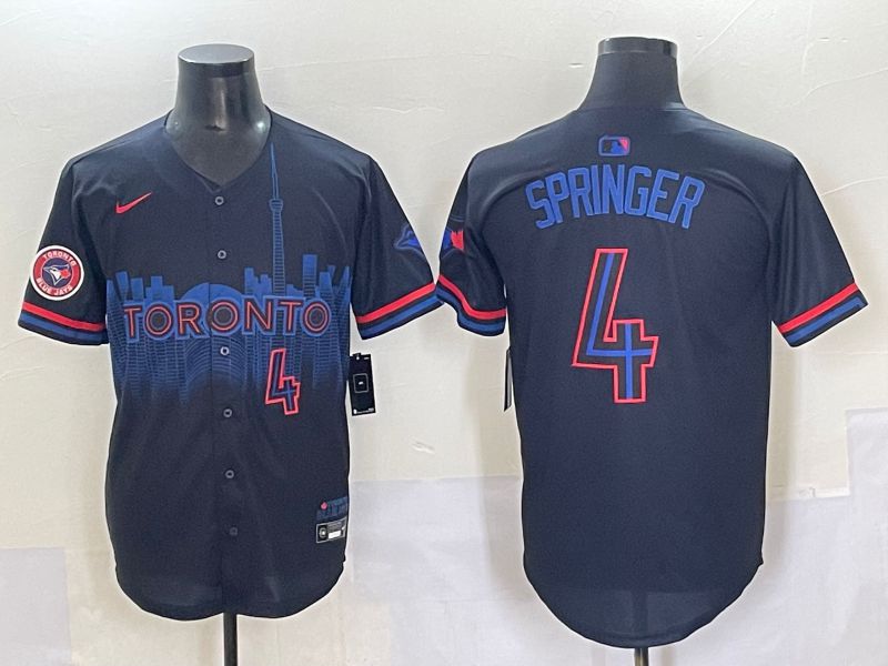 Men 2025 Toronto Blue Jays #4 Springer Black Joint Name Nike MLB Jersey style 13->new york mets->MLB Jersey